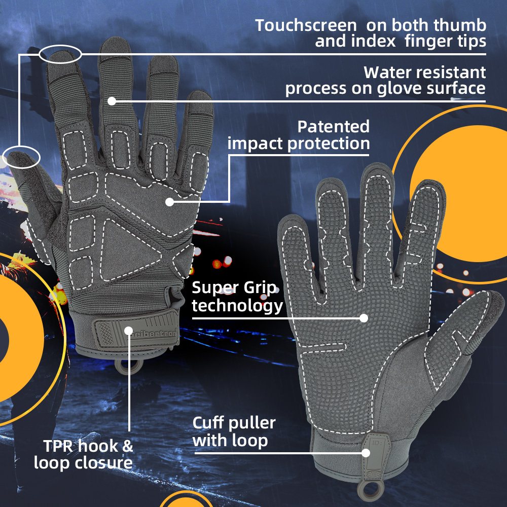カラー:グレー | Seibertron S.O.L.A.G 2.0 Full Finger 耐水性フルフィンガータクティカルグローブ 画像 07