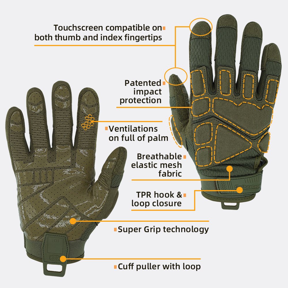 color:Army Green | Seibertron S.O.L.A.G 2.0 Breathable breathable full finger tactical gloves image 15