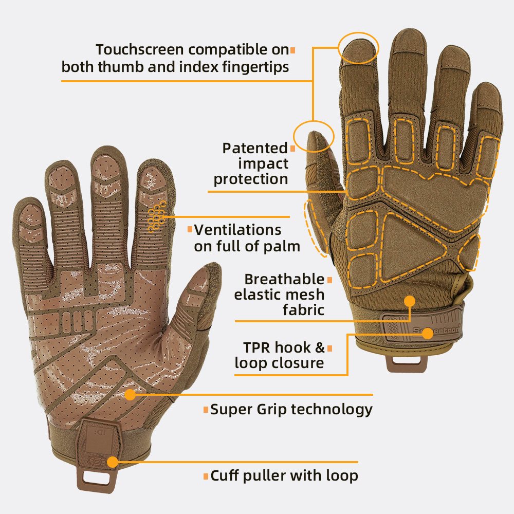 color:Coyote | Seibertron S.O.L.A.G 2.0 Breathable breathable full finger tactical gloves image 21