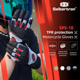 カラー:ブラック | Seibertron SPS-10 通気性・滑り止め・タッチスクリーン対応レザーバイク用グローブ 画像 07