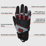 カラー:ブラック | Seibertron SPS-10 通気性・滑り止め・タッチスクリーン対応レザーバイク用グローブ 画像 08