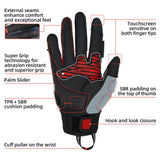 カラー:ブラック | Seibertron SPS-10 通気性・滑り止め・タッチスクリーン対応レザーバイク用グローブ 画像 09