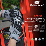 カラー:グレー | Seibertron SPS-10 通気性・滑り止め・タッチスクリーン対応レザーバイク用グローブ 画像 14