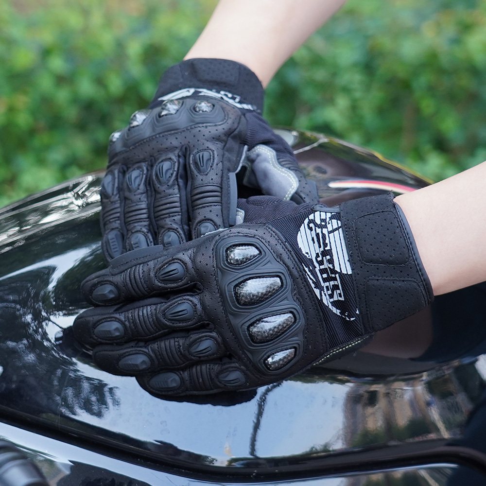 color:Black | Seibertron SPS2 Plus summer motorcycle gloves with carbon fiber knuckle protection image 05