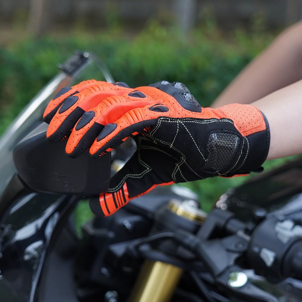 color:Orange | Seibertron SPS2 Plus summer motorcycle gloves with carbon fiber knuckle protection image 18