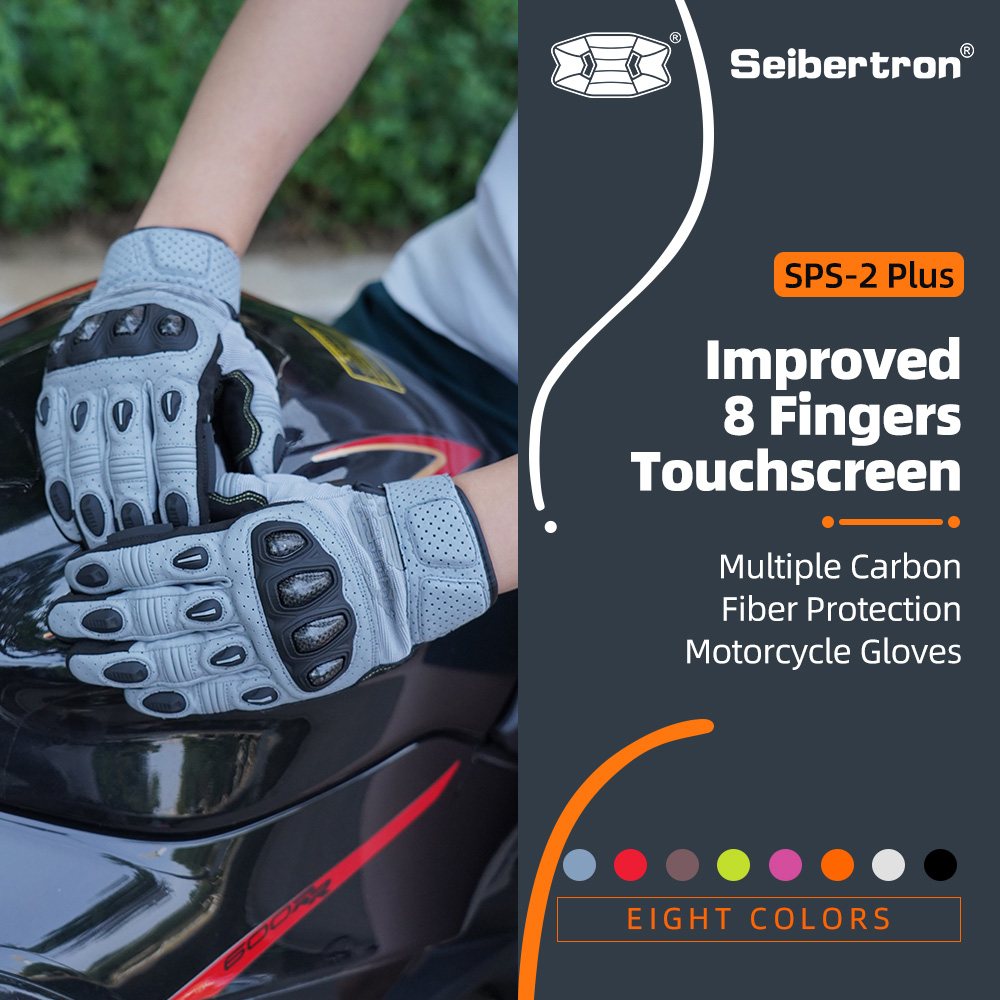 color:Gray | Seibertron SPS2 Plus summer motorcycle gloves with carbon fiber knuckle protection image 19