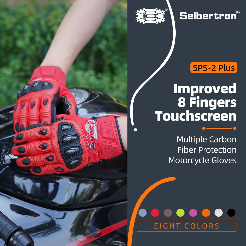 color:Red | Seibertron SPS2 Plus summer motorcycle gloves with carbon fiber knuckle protection image 25