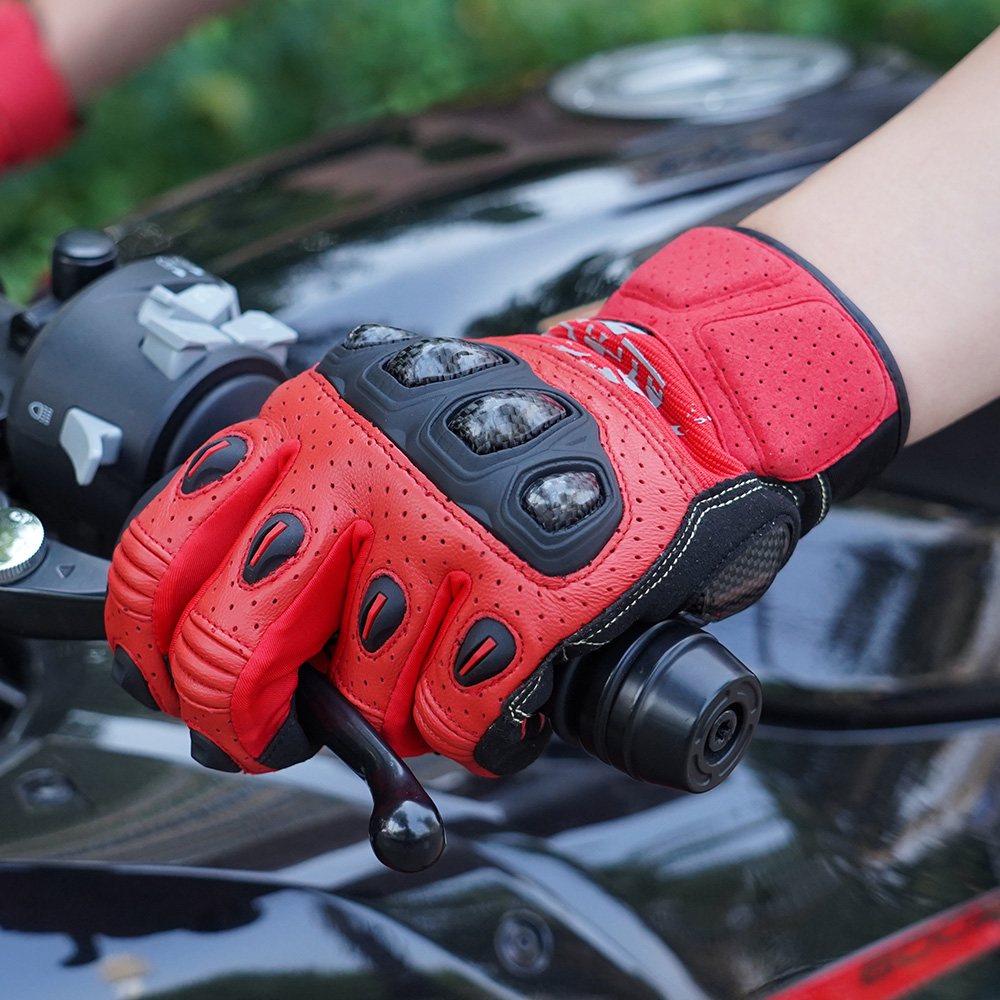 color:Red | Seibertron SPS2 Plus summer motorcycle gloves with carbon fiber knuckle protection image 30