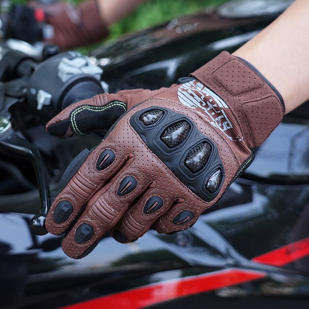 color:Brown | Seibertron SPS2 Plus summer motorcycle gloves with carbon fiber knuckle protection image 41