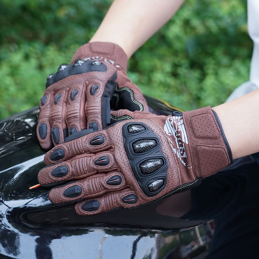 color:Brown | Seibertron SPS2 Plus summer motorcycle gloves with carbon fiber knuckle protection image 42