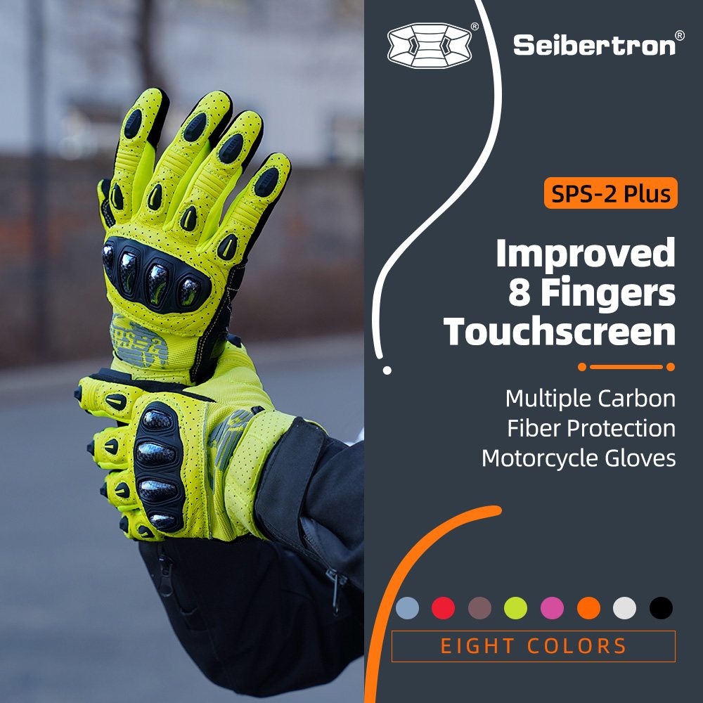 color:Yellow | Seibertron SPS2 Plus summer motorcycle gloves with carbon fiber knuckle protection image 43