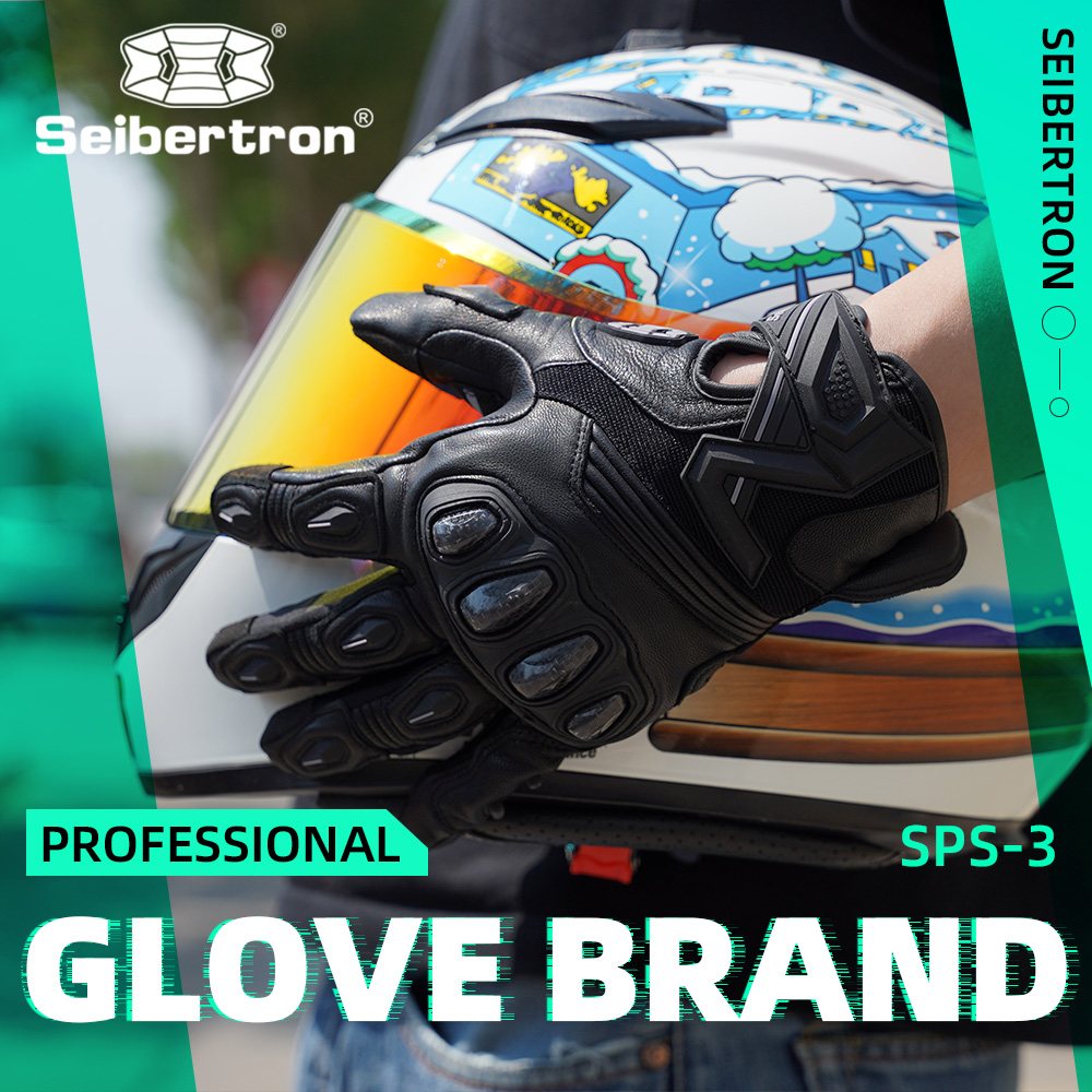 color:Black | Seibertron SPS-3 motorcycle riding gloves for BMX ATV MTB and road riding image 01