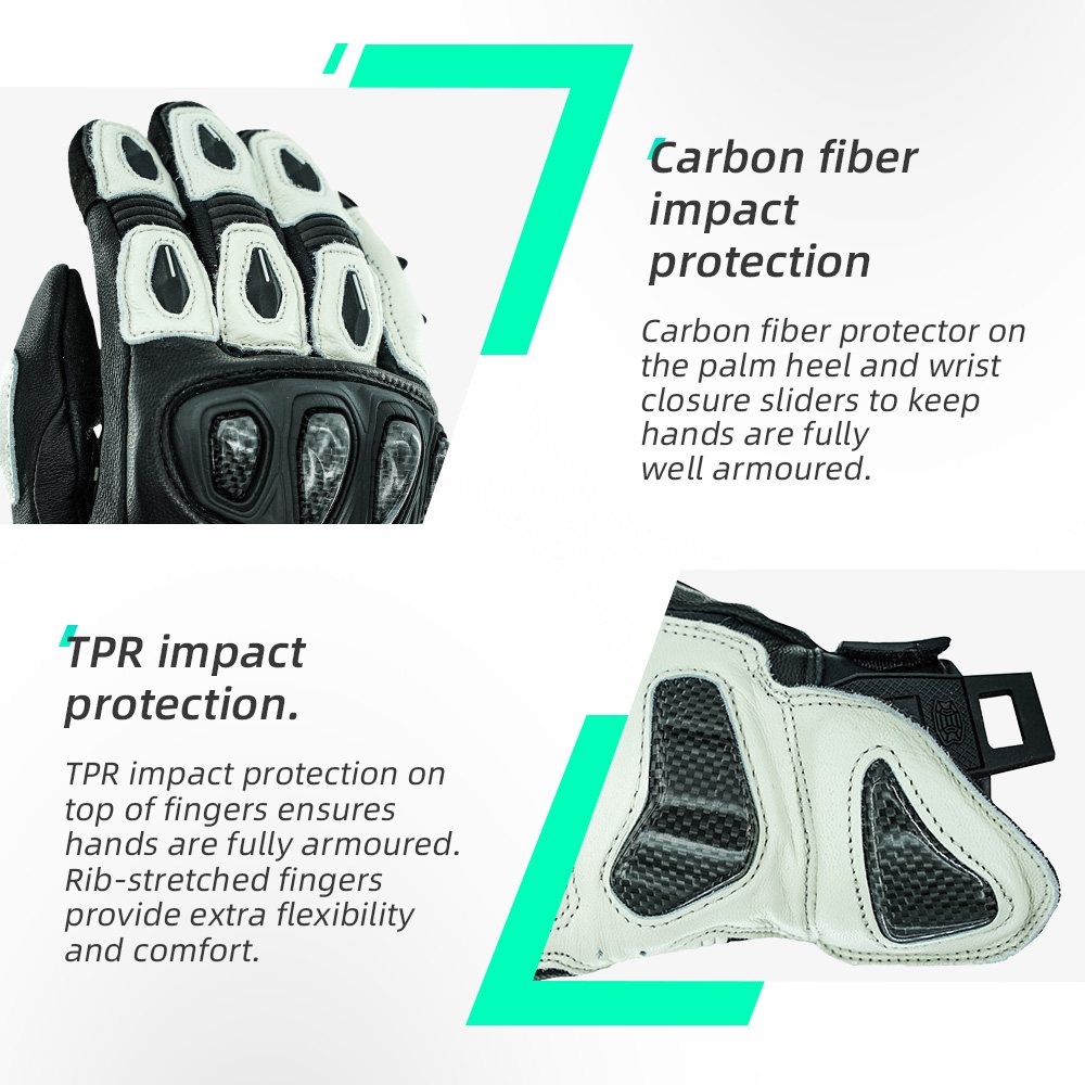 color:White | Seibertron SPS-3 motorcycle riding gloves for BMX ATV MTB and road riding image 08