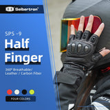 カラー：ブラック | Seibertron SPS-9 夏用カーボンファイバーハーフフィンガーバイク用グローブ 画像 01