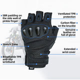カラー：ブラック | Seibertron SPS-9 夏用カーボンファイバーハーフフィンガーバイク用グローブ 画像 02
