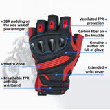 カラー:レッド | Seibertron SPS-9 夏用カーボンファイバー半指バイクグローブ 画像 07
