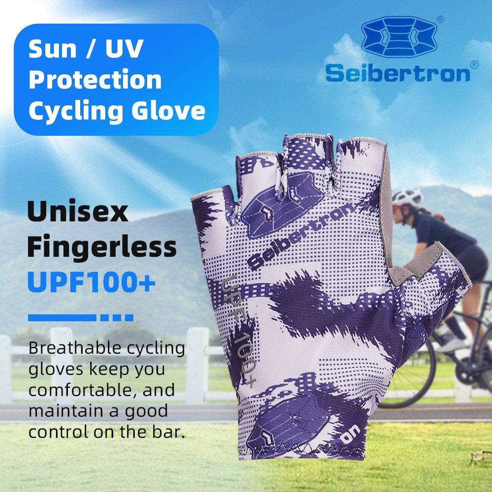 color:Grey | Seibertron S.P.S.G-3 UPF100 sun protection fingerless cycling gloves image 05