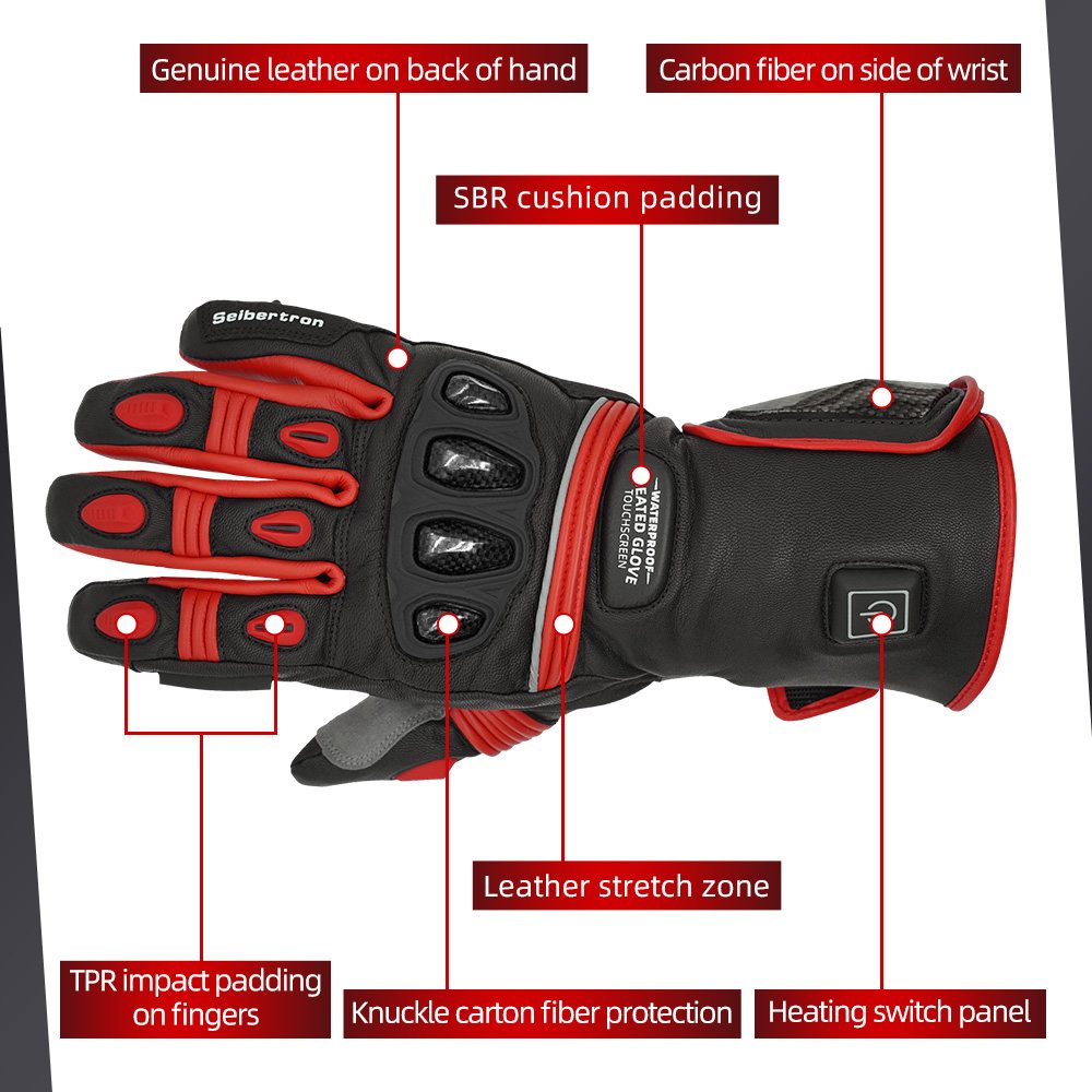 カラー: 赤 | Seibertron 充電式加熱手袋 防水・防風仕様の冬のアウトドア用加熱手袋 イメージ 02