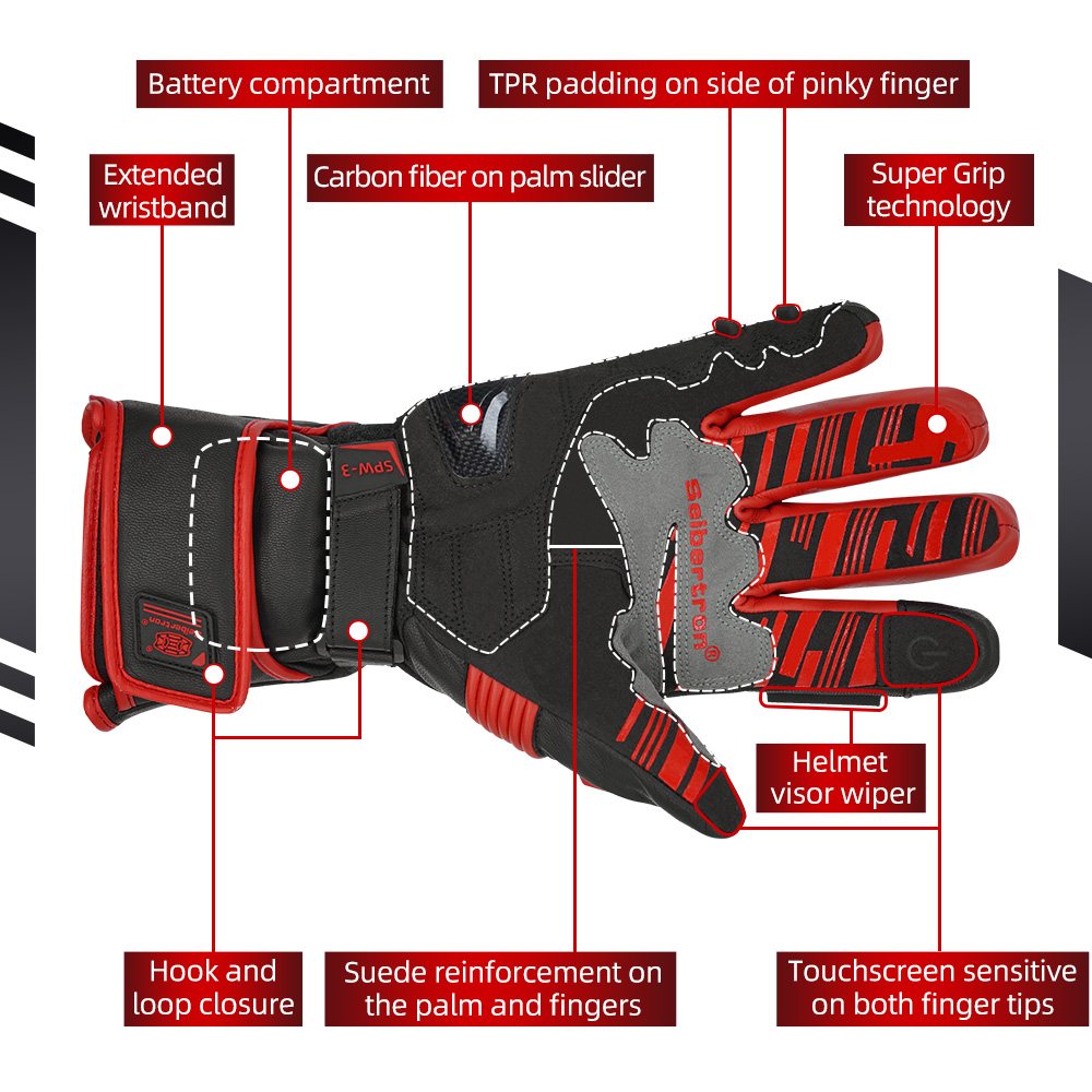 カラー: 赤 | Seibertron 充電式加熱手袋 防水・防風仕様の冬のアウトドア用加熱手袋 イメージ 03