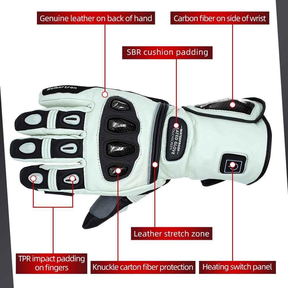 カラー: 白 | Seibertron 充電式加熱手袋 防水・防風仕様の冬のアウトドア用加熱手袋 イメージ 08