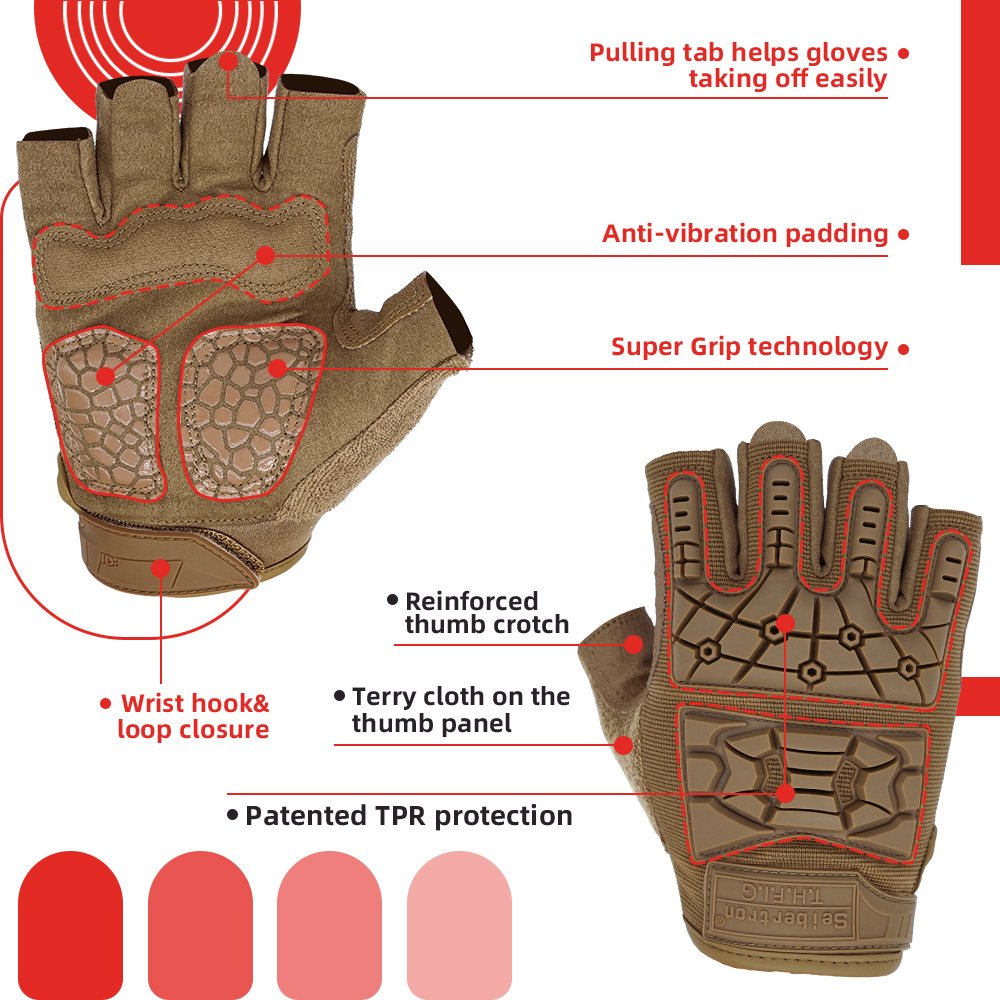 color:Coyote | Seibertron T.H.F.I.G 2.0 half finger tactical gloves image 16