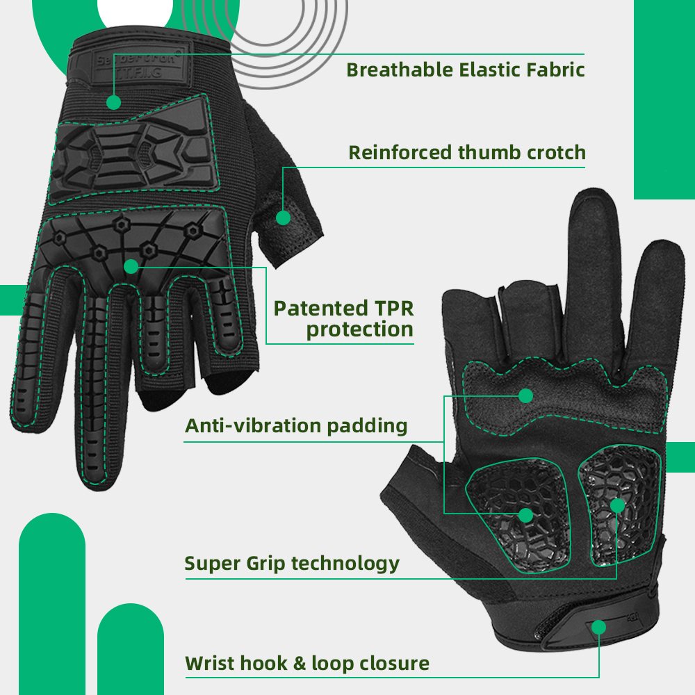 color:Black | Seibertron T.T.F.I.G 2.0 three fingerless tactical gloves image 03