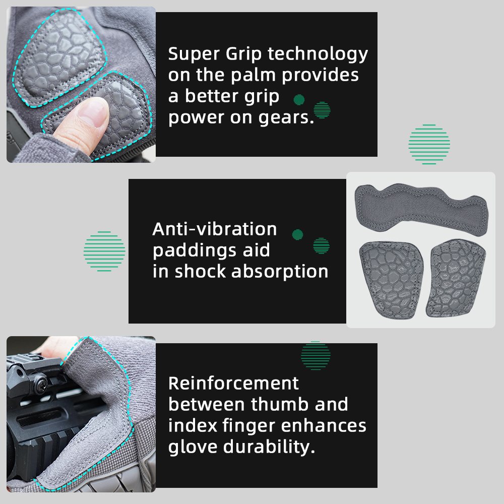 color:Grey | Seibertron T.T.F.I.G 2.0 three fingerless tactical gloves image 08