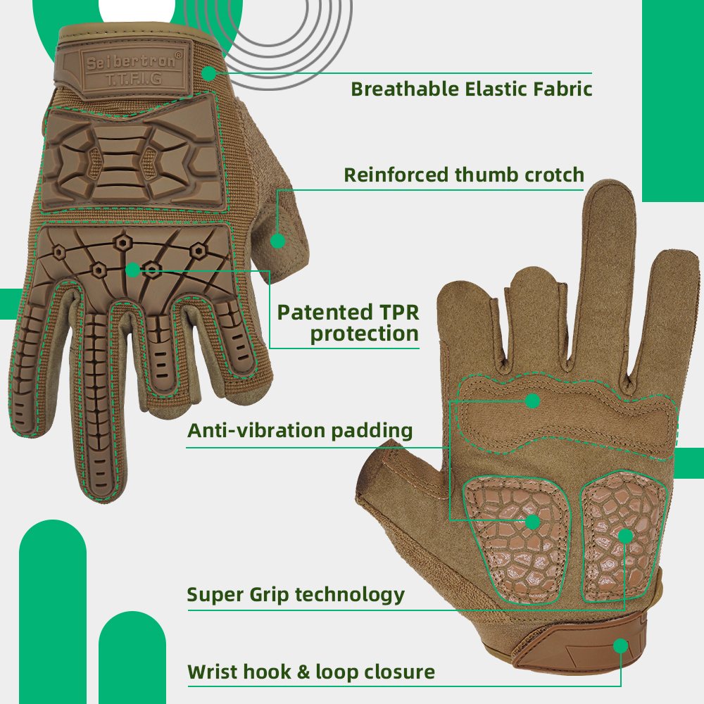 color:Coyote | Seibertron T.T.F.I.G 2.0 three fingerless tactical gloves image 15