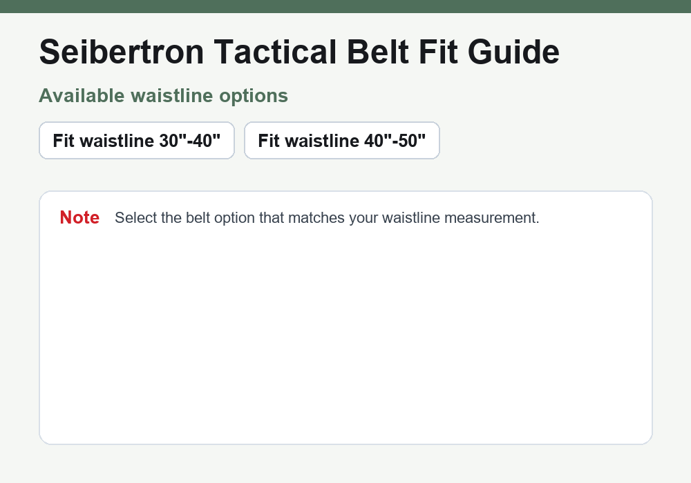Seibertron tactical belt fit options guide